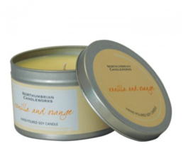 Northumbrian Candleworks vanilla and orange candle tin